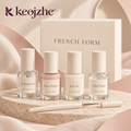 keojzhe™ French Form — French Manicure Nail Polish Kit with Sheer Pink, Ivory Tip Color, Base Coat & Gloss Top Coat