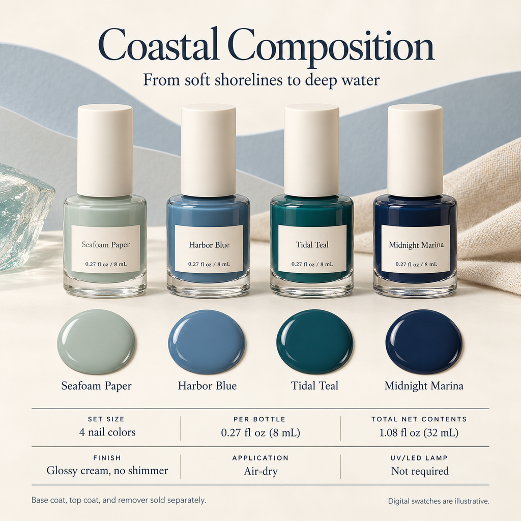 keojzhe™ Coastal Composition | 4-Bottle Nail Polish Set – keojzhe™
